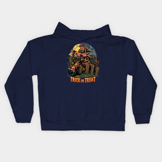 TRICK OR TREAT HALLOWEEN DESIGN Kids Hoodie by Mako Design 